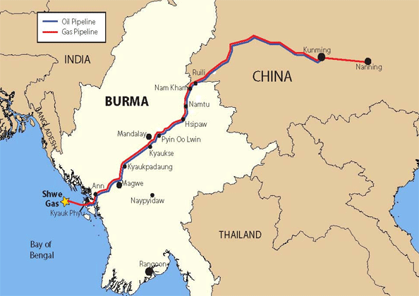 SHWE-Myanmar-pipline-map